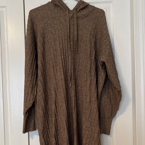 Women's Long Sleeve Tunic Ribbed  Brown Dress